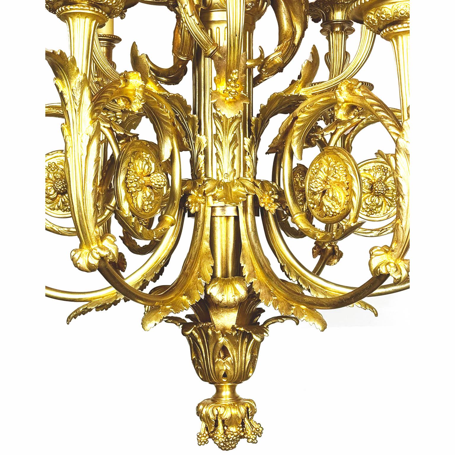 19th Century Louis XVI Style Ormolu Cherub Chandelier after Pierre Gouthiere For Sale 4