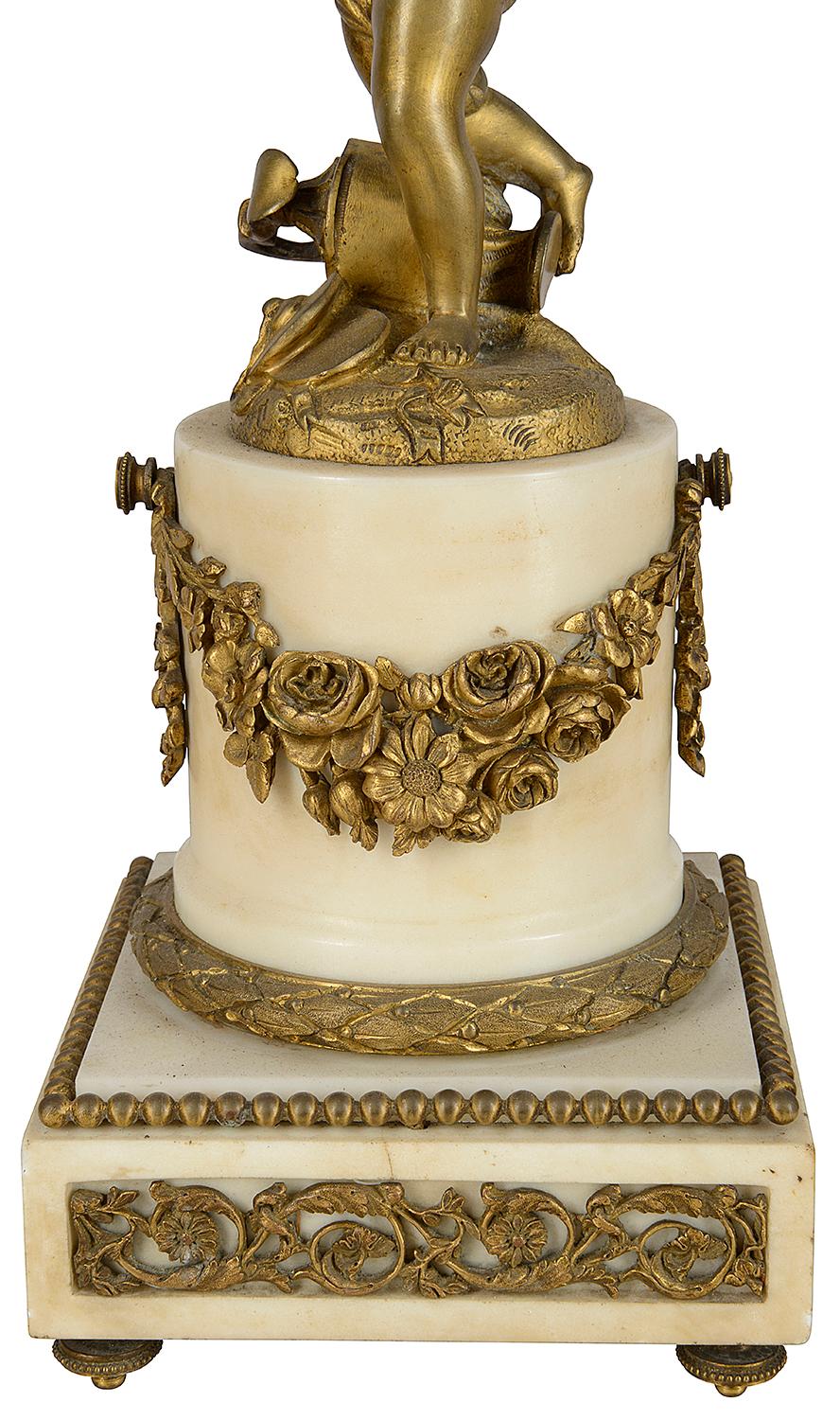19th Century Louis XVI Style Ormolu Clock Set For Sale 3