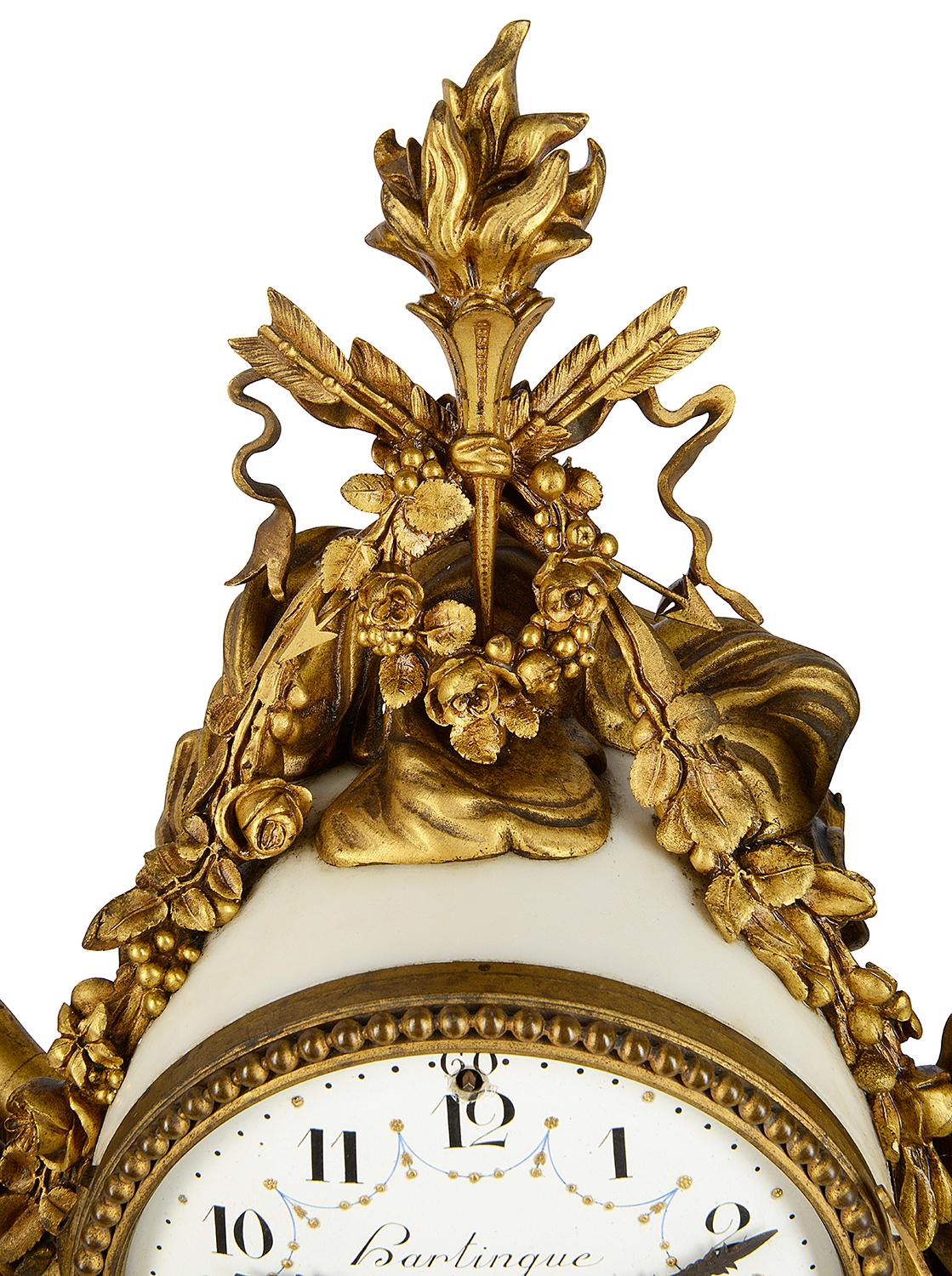 19th Century Louis XVI Style Ormolu Clock Set In Good Condition For Sale In Brighton, Sussex