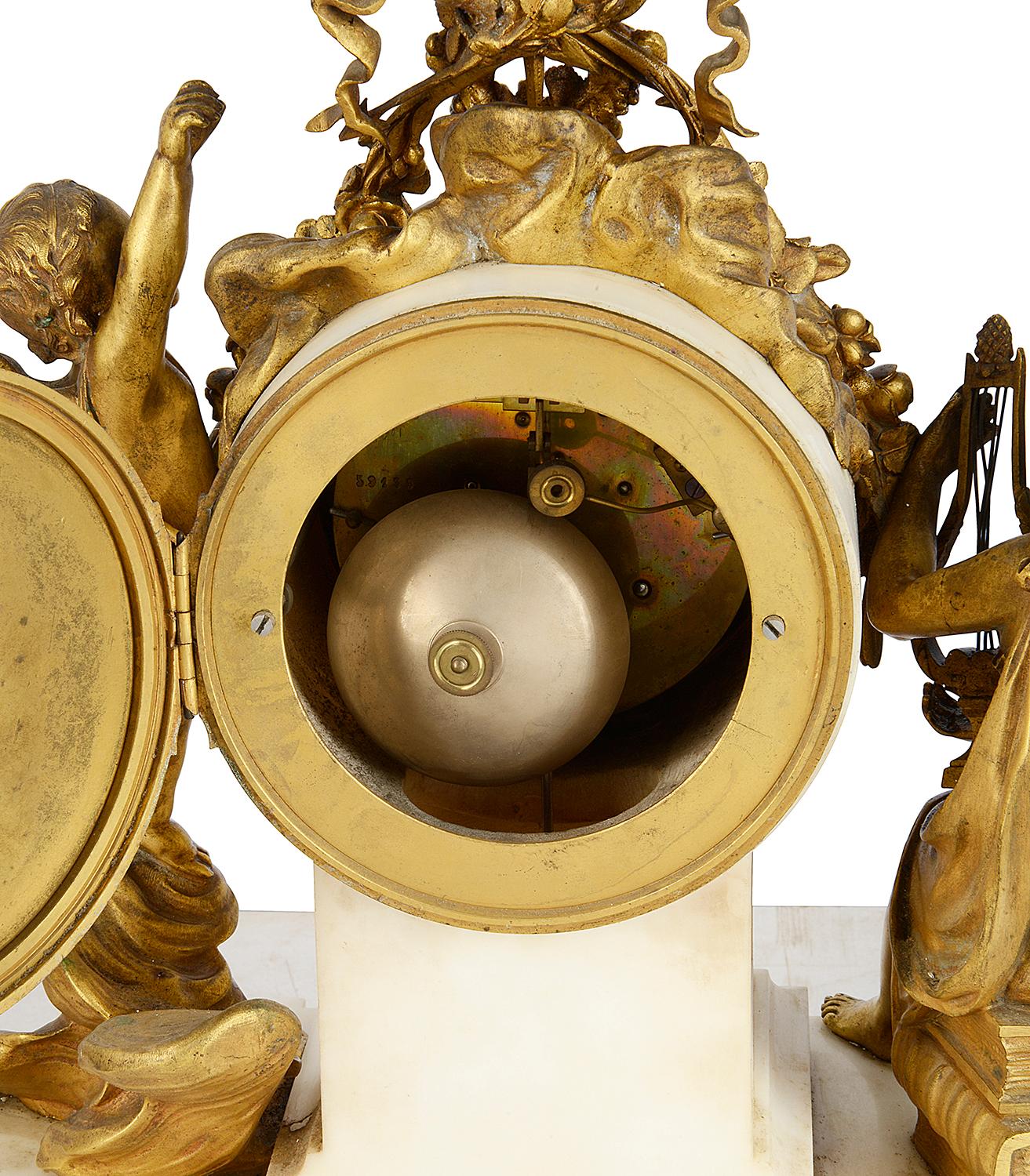 ormolu-Uhrensatz im Louis-XVI-Stil des 19 (Marmor) im Angebot