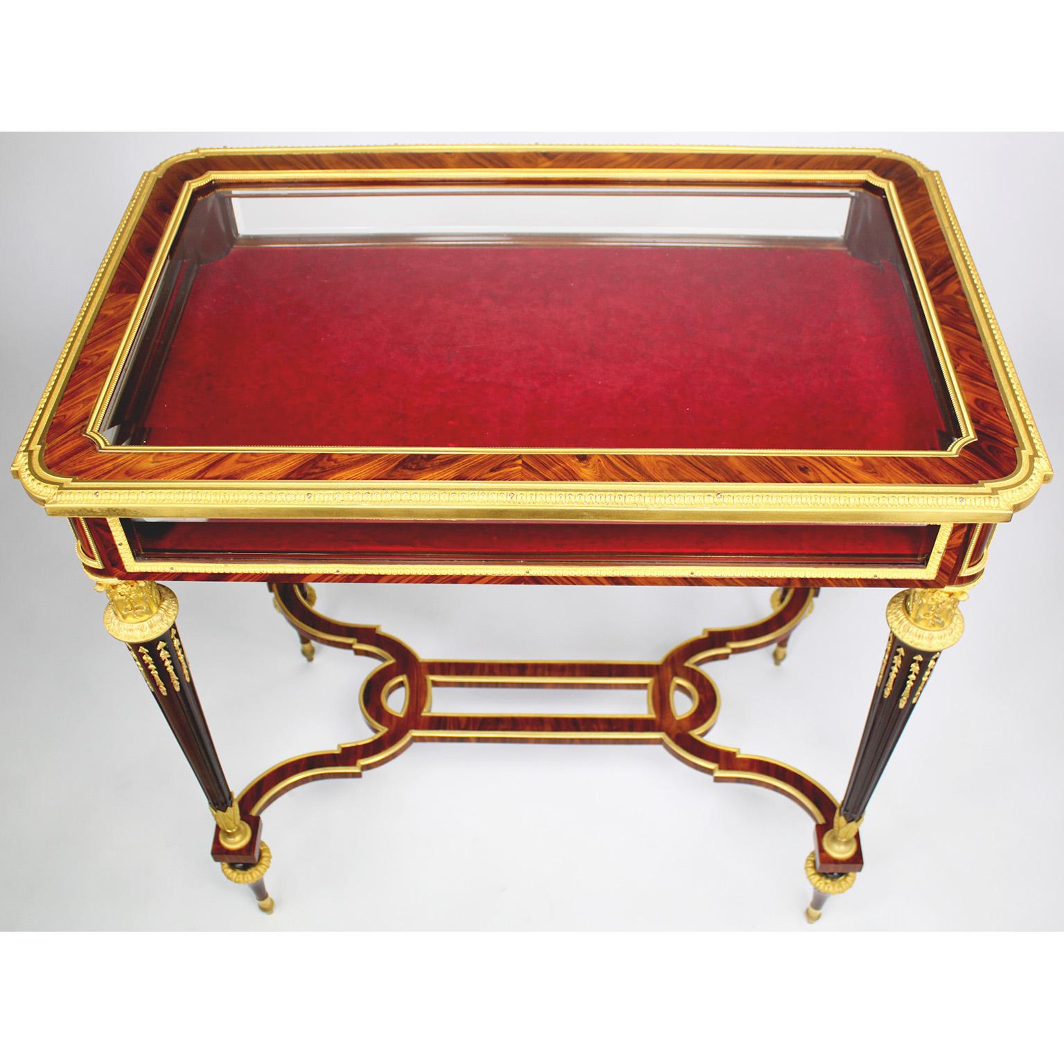 Veneer A 19th Century Louis XVI Style Ormolu Mounted Vitrine Table Attr. Henry Dasson For Sale