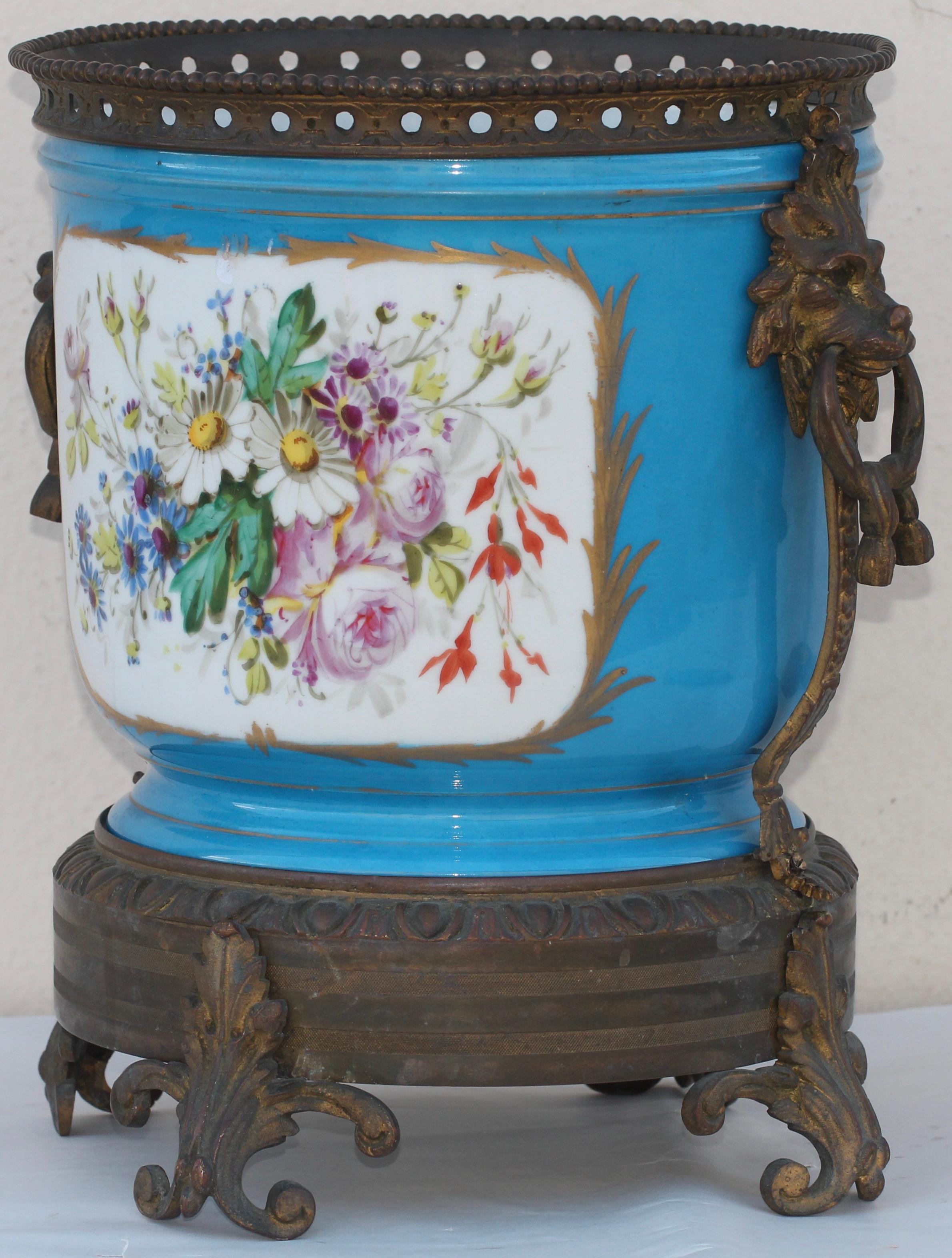 Late 19th Century 19th Century Louis XVI Style Ormolu-Mounted Sèvres Porcelain Cachepot