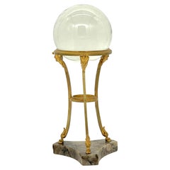 Antique 19th Century Louis XVI Style Ormolu Stand with Crystal Ball 