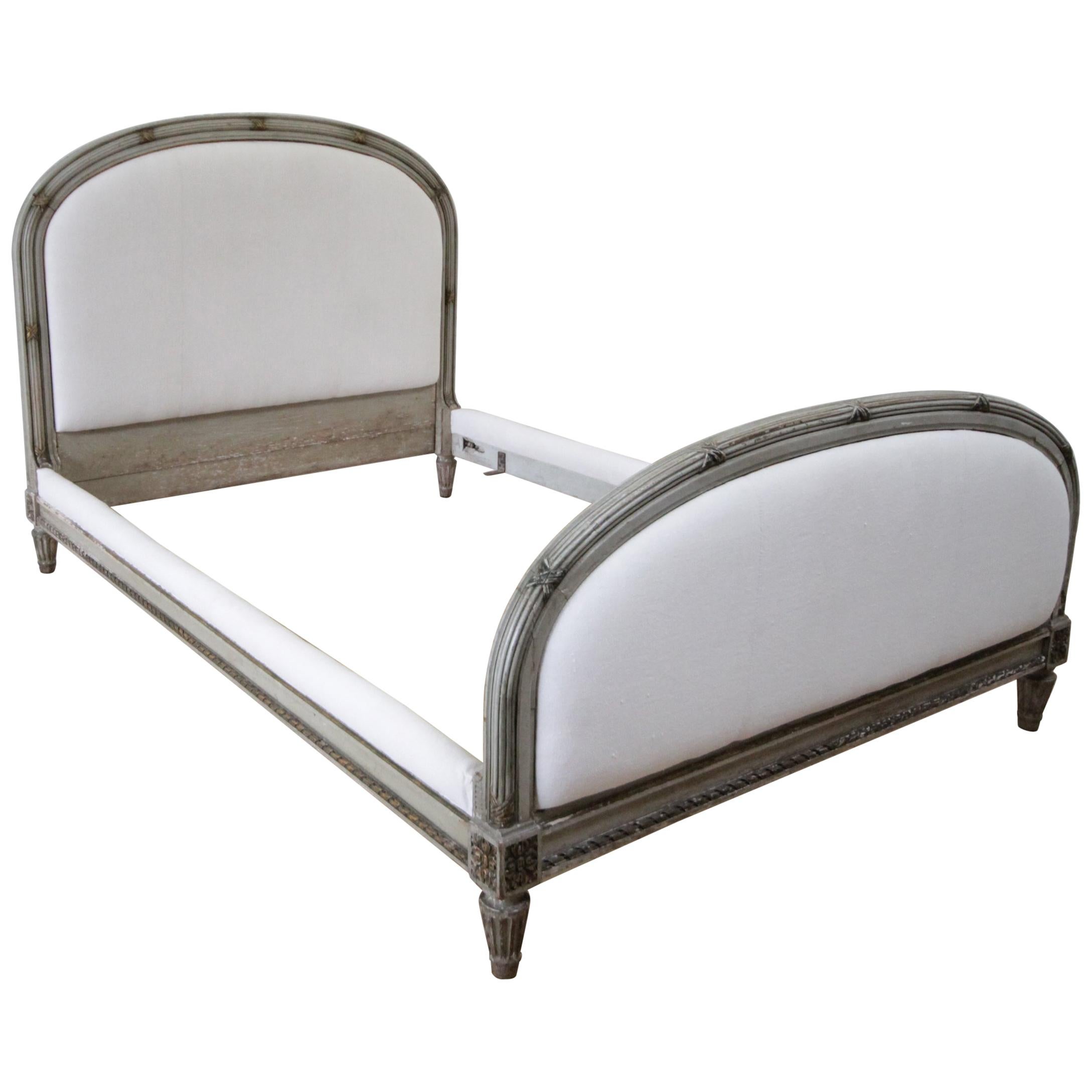 19th Century Louis XVI Style Painted and Upholstered Full Size Bed