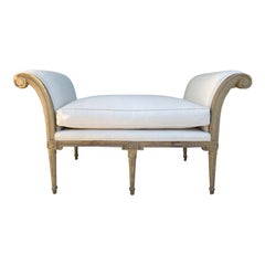 Antique 19th Century Louis XVI Style Painted Window Bench