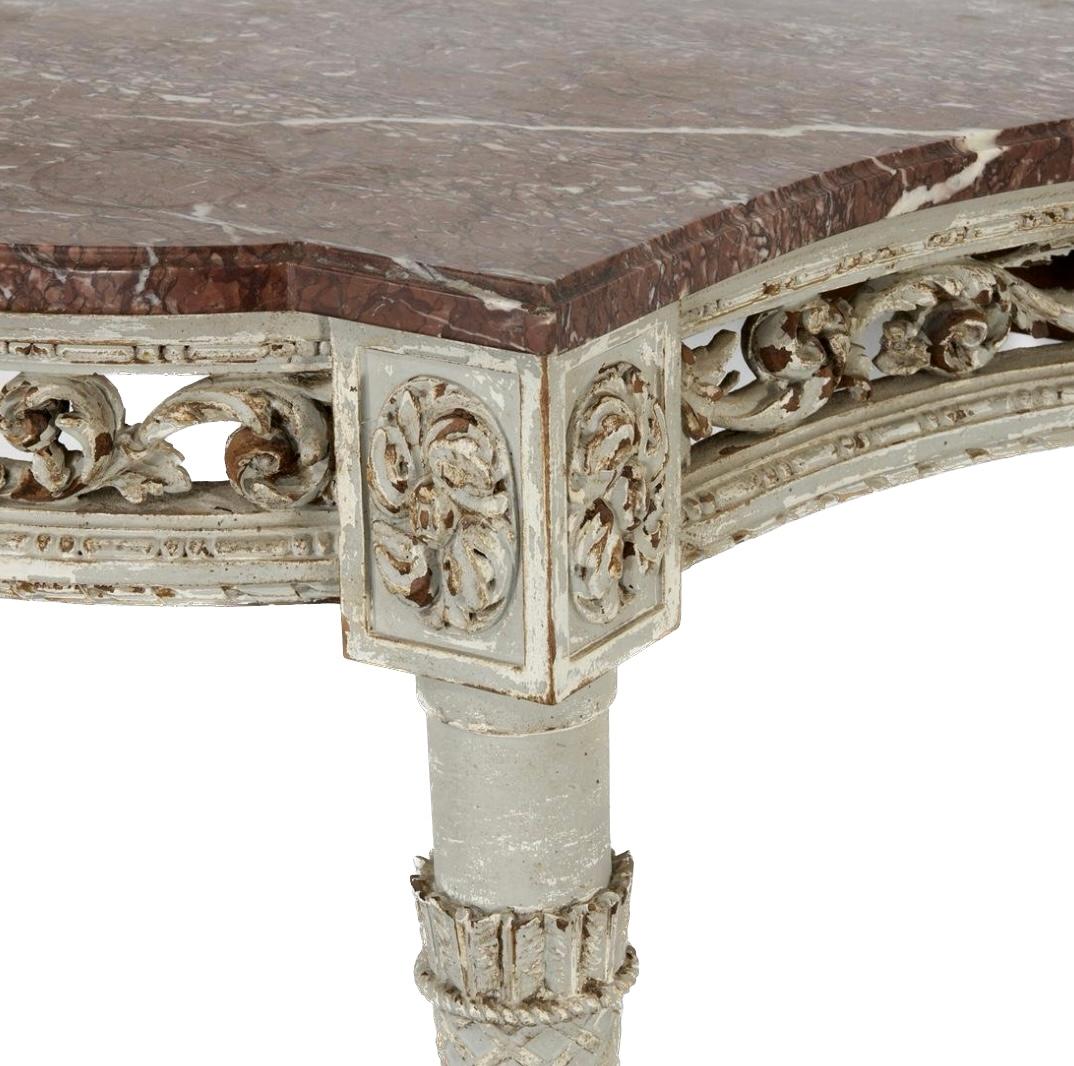 French 19th Century Louis XVI Style Painted Wood Console Table For Sale