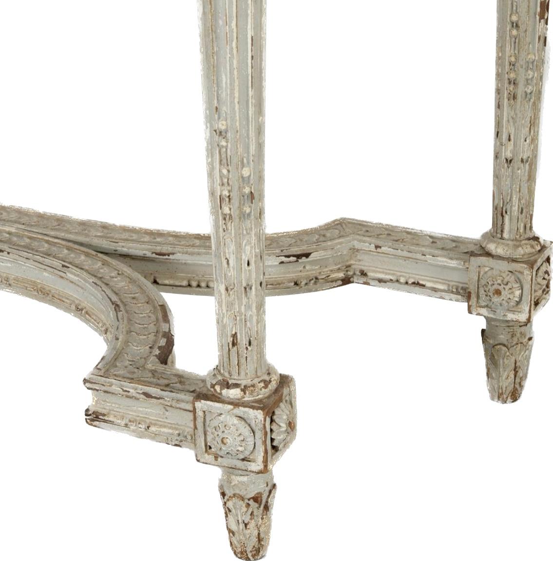 Table console en bois peint de style Louis XVI du 19ème siècle Bon état - En vente à Bradenton, FL