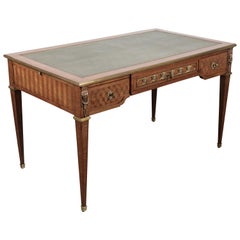19th Century Louis XVI Style Parquetry Writing Table or Desk with Ormolu Mounts