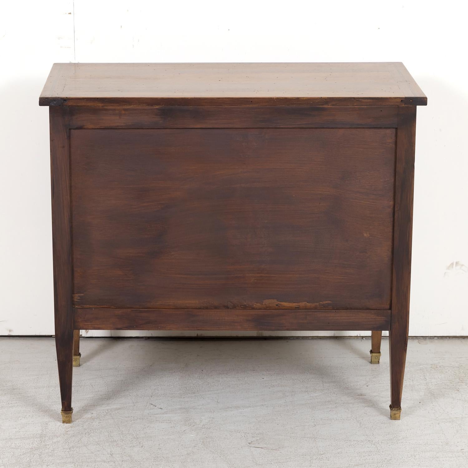 19th Century Louis XVI Style Petite Walnut Commode with Marquetry Band on Top 9