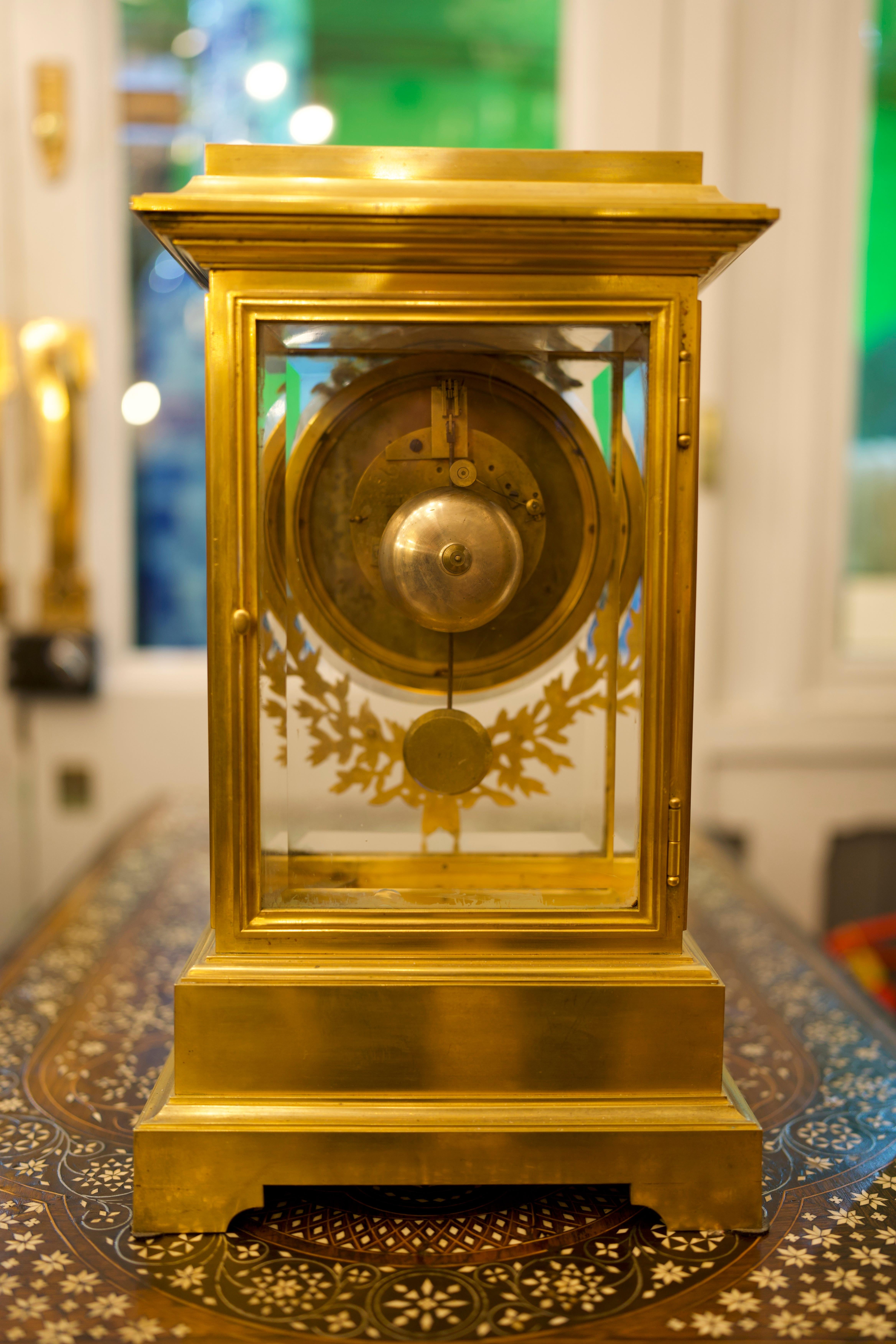 19th Century Louis XVI Style Regulator Gilt Bronze Clock by Ferdinand Berthoud For Sale 1