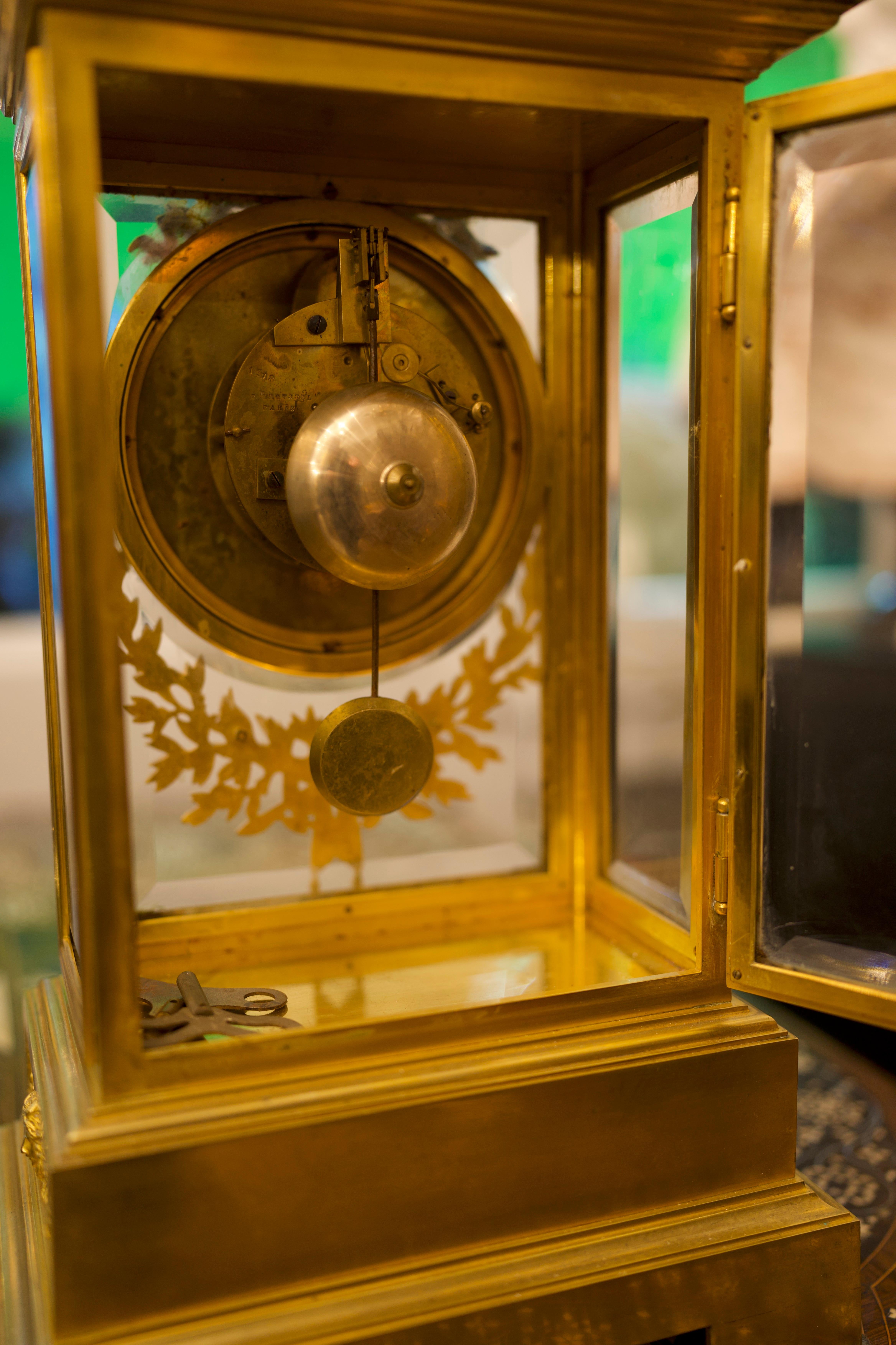 19th Century Louis XVI Style Regulator Gilt Bronze Clock by Ferdinand Berthoud For Sale 3