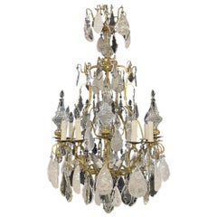Lustre de style Louis XVI du 19ème siècle en cristal de roche, bronze
