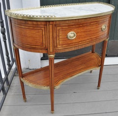 19th Century Louis XVI Style Satinwood Demilune Console Desserte