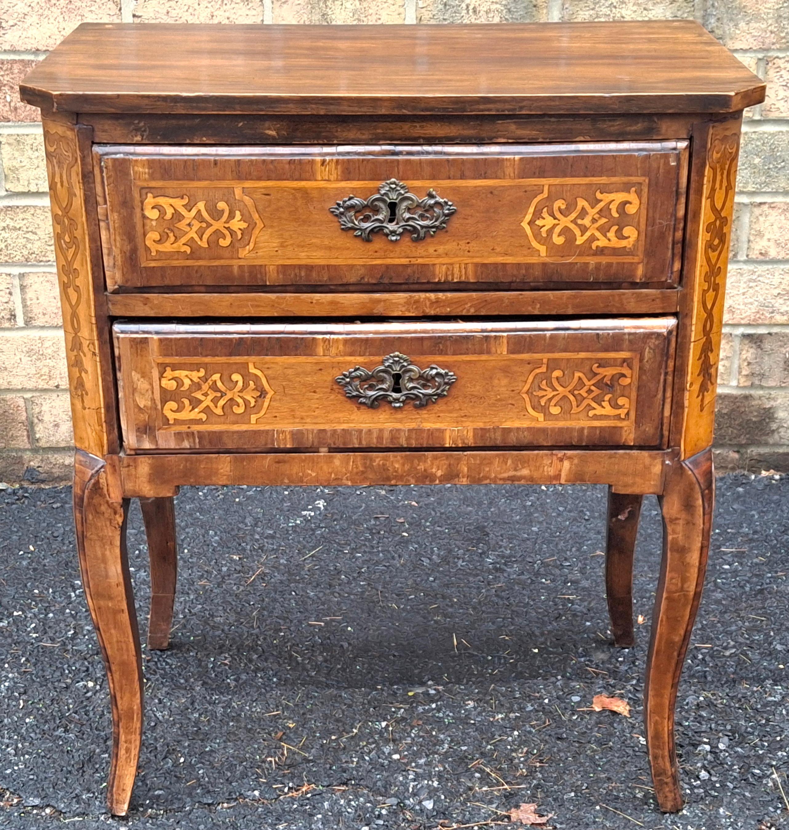 19th Century Louis XVI Style Satinwood Inlaid Mahogany Two-Drawer Side Chest For Sale 4