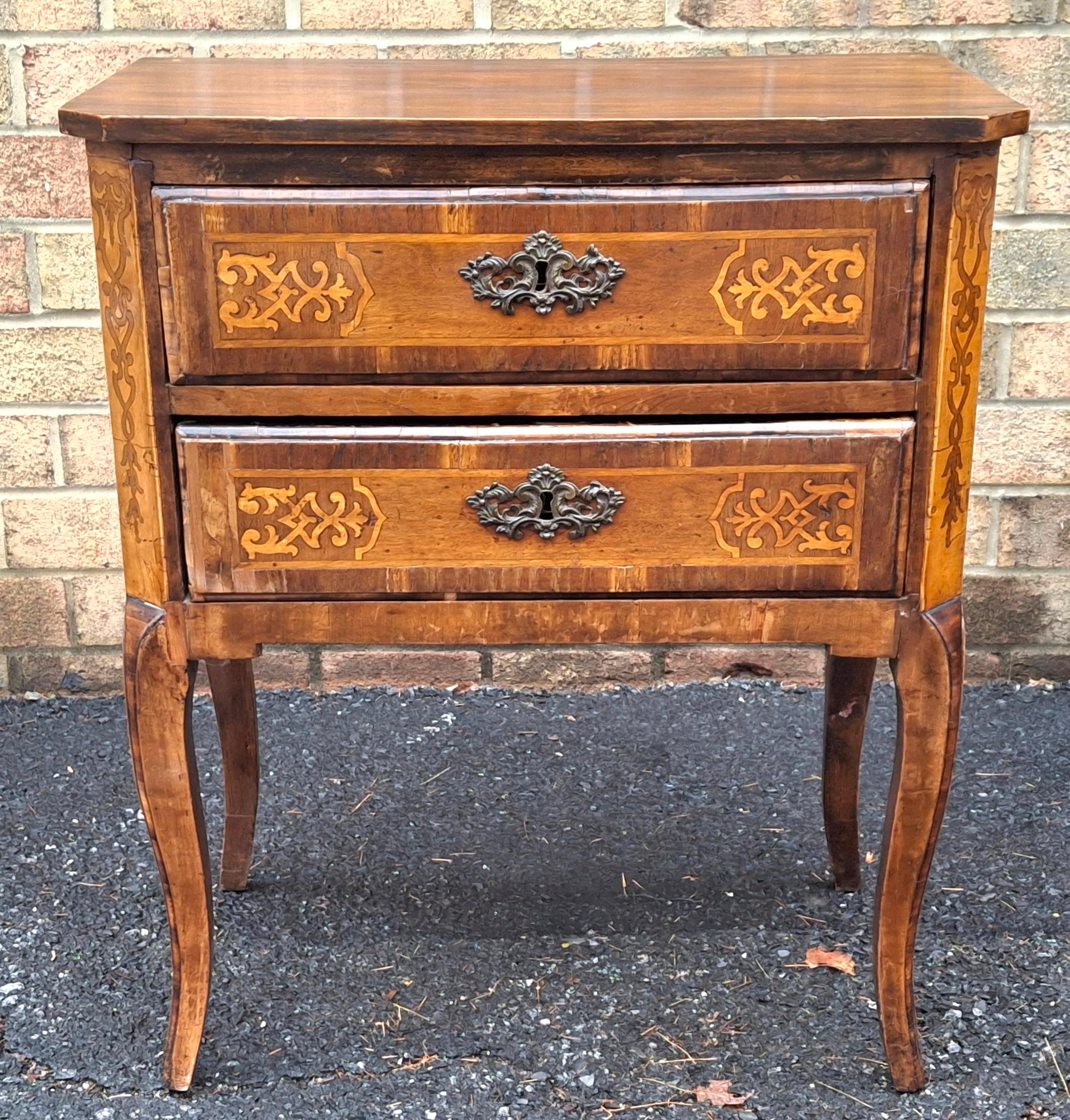 19th Century Louis XVI Style Satinwood Inlaid Mahogany Two-Drawer Side Chest For Sale 5