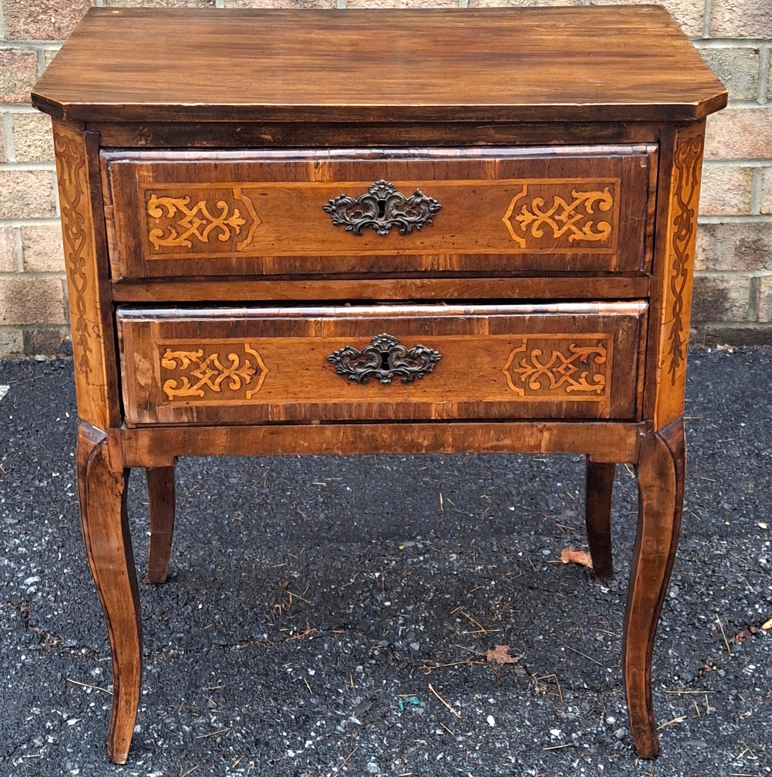 19th Century Louis XVI Style Satinwood Inlaid Mahogany Two-Drawer Side Chest For Sale 6