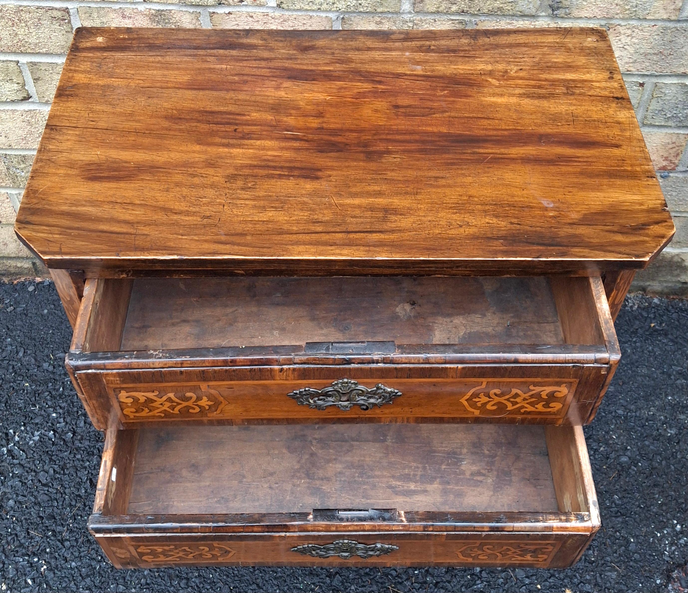 19th Century Louis XVI Style Satinwood Inlaid Mahogany Two-Drawer Side Chest In Good Condition For Sale In Germantown, MD