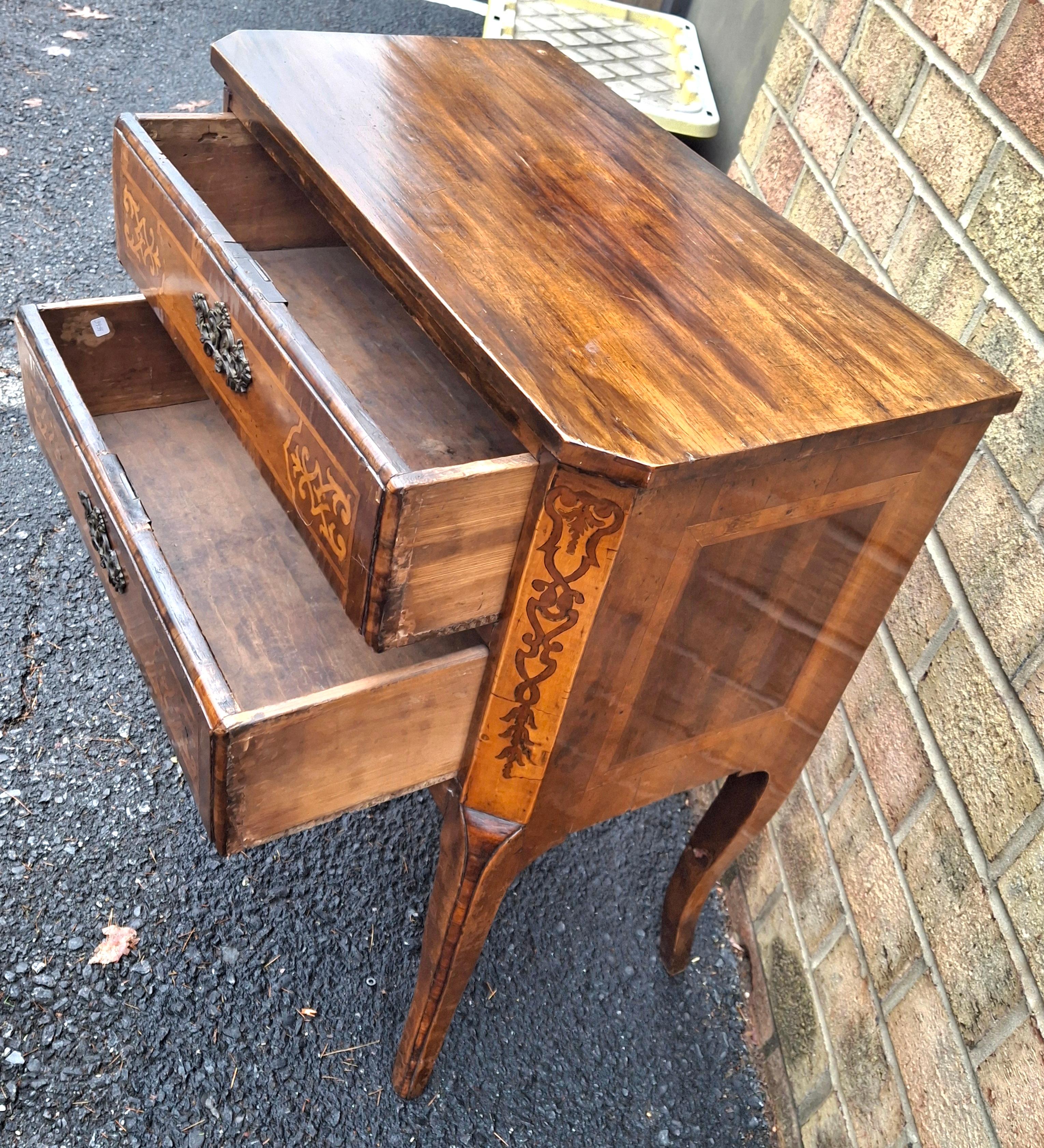19th Century Louis XVI Style Satinwood Inlaid Mahogany Two-Drawer Side Chest For Sale 1