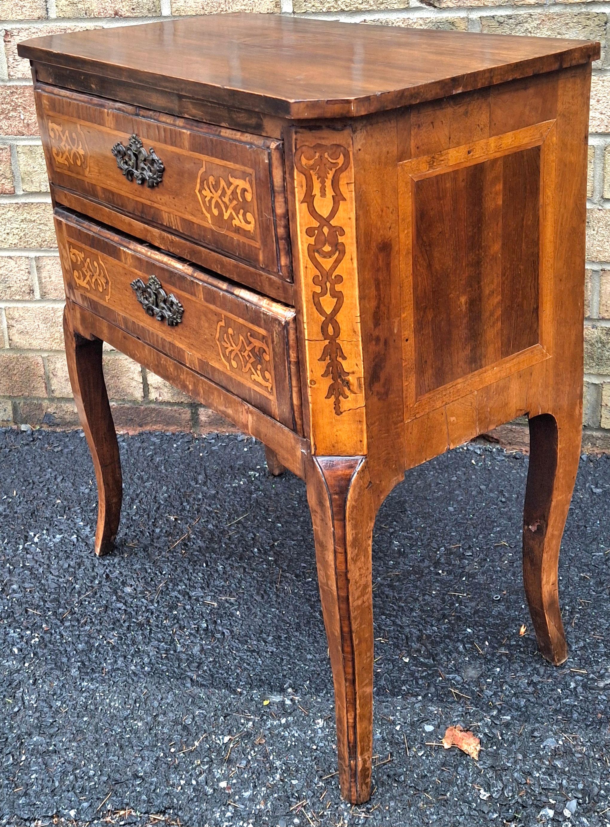 19th Century Louis XVI Style Satinwood Inlaid Mahogany Two-Drawer Side Chest For Sale 3