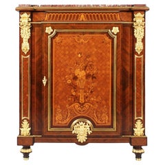 19th Century Louis XVI Style Side Cabinet, Rosewood, Firegilt Bronze, Marquetry
