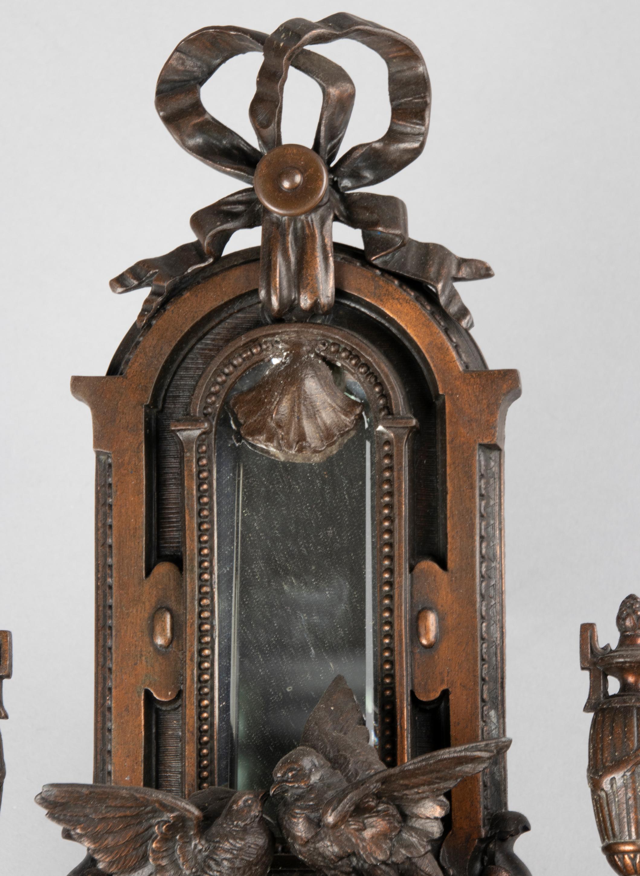19th Century Louis XVI Style Spelter Wall Cartel Clock For Sale 2