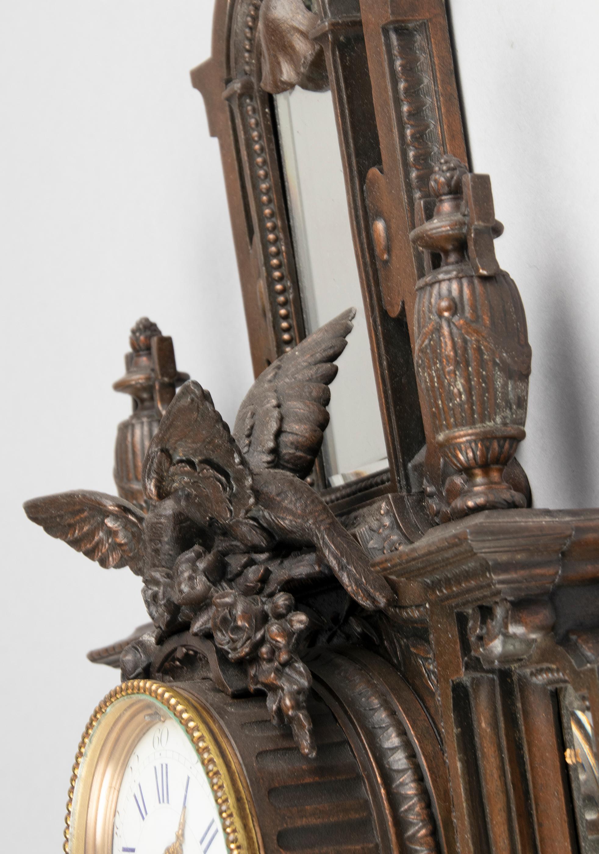 19th Century Louis XVI Style Spelter Wall Cartel Clock For Sale 11