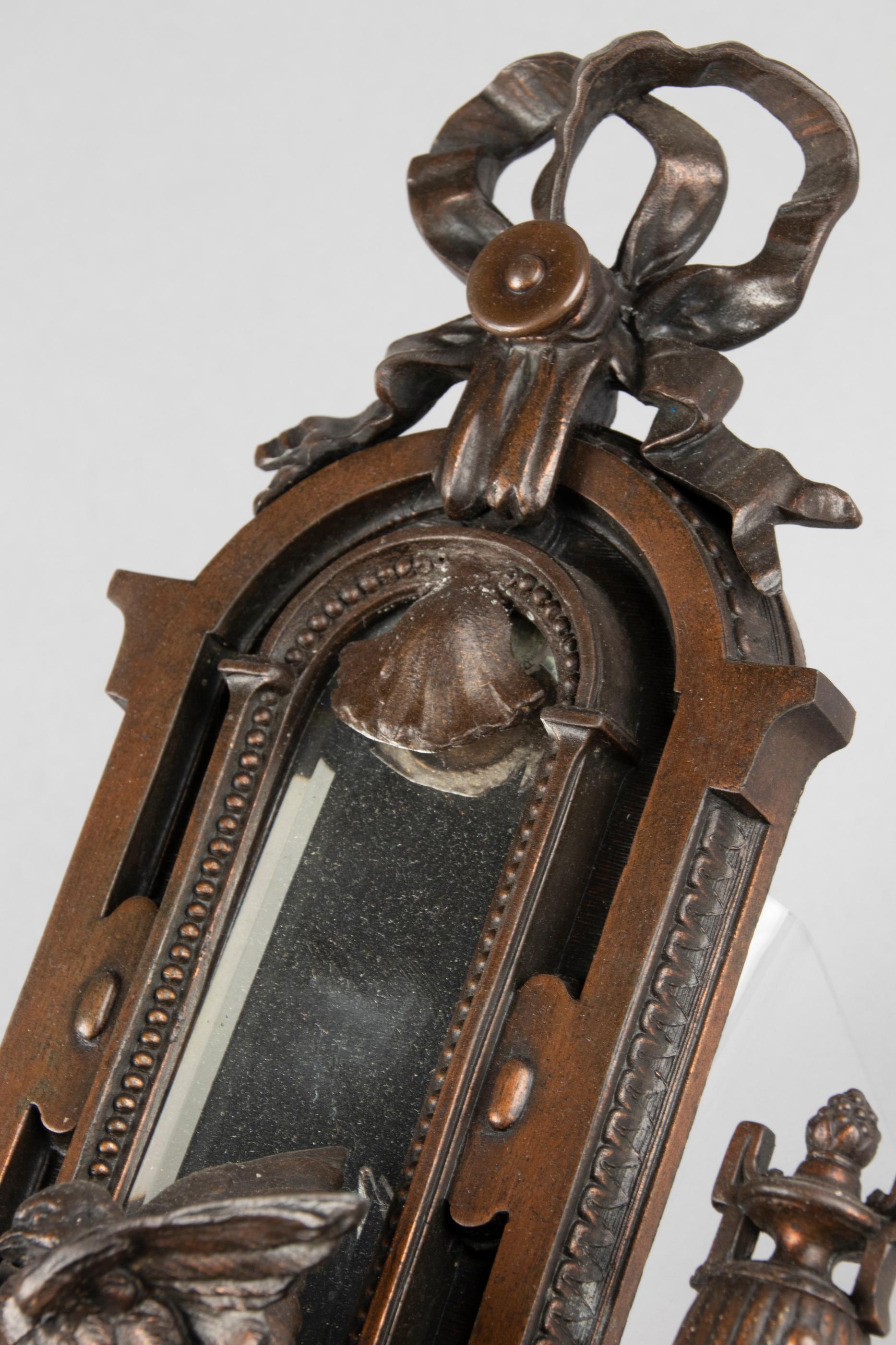 19th Century Louis XVI Style Spelter Wall Cartel Clock For Sale 12