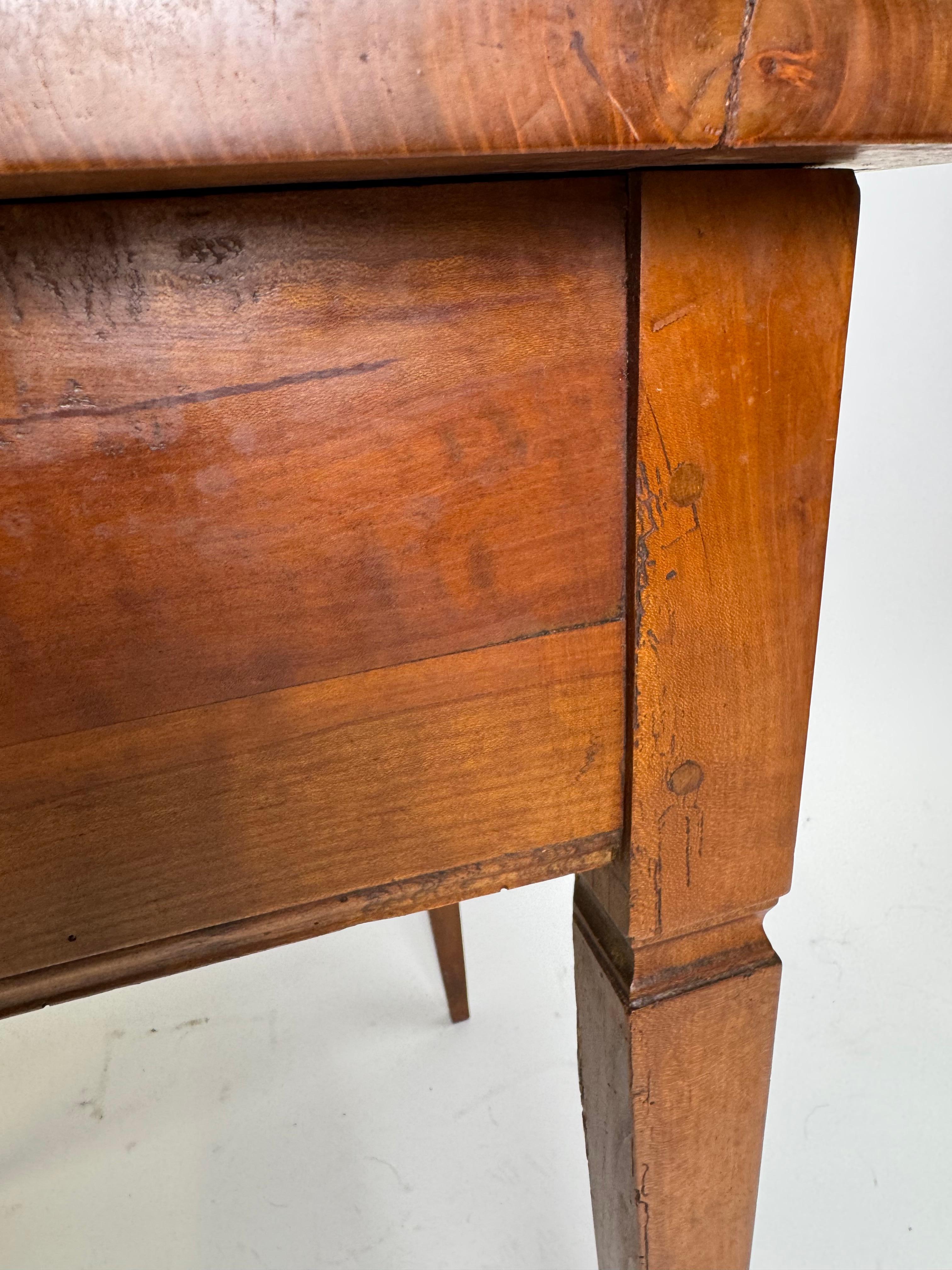 19th Century Louis XVI Style Swiss Walnut Table with Drawer In Good Condition For Sale In Dallas, TX