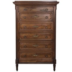 19th Century Louis XVI Walnut Chiffoniere, Lingerie Chest