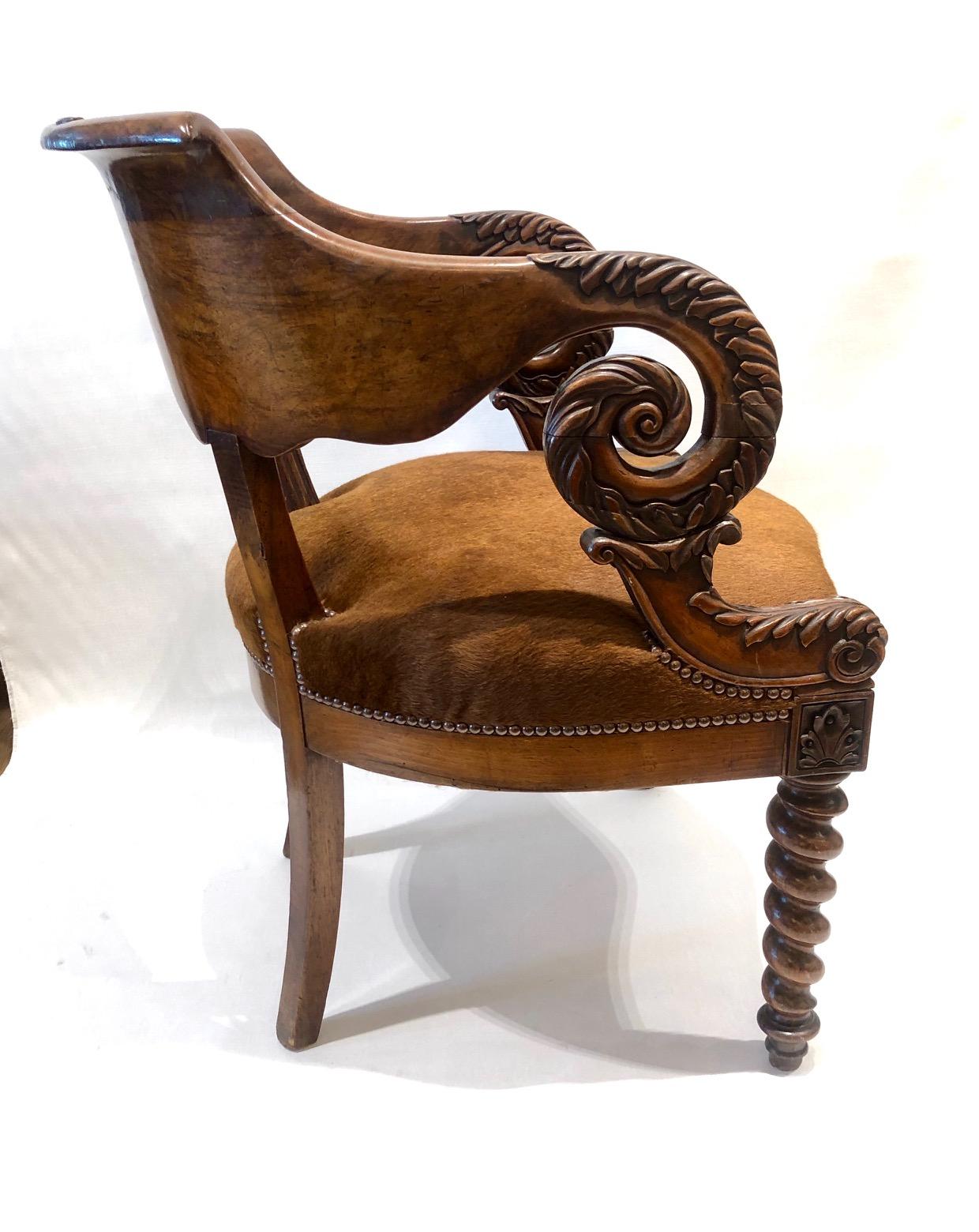 French 19th Century Louis Philippe Walnut Desk Chair For Sale