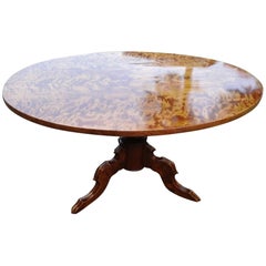 19th Century Louise Phillip Flamed Birch Wood Central Foot Table Restored