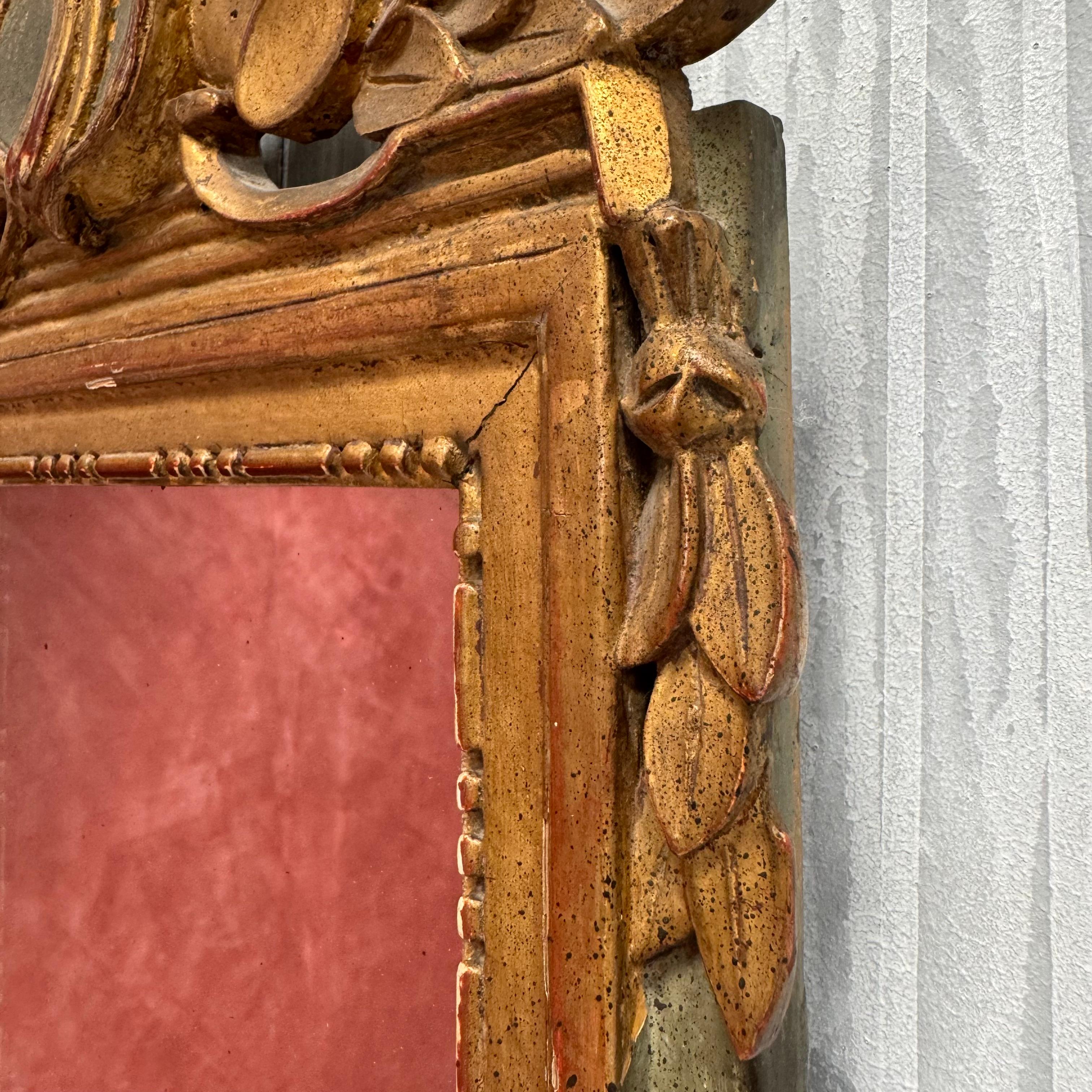 19th Century Louis XVI Style French Giltwood Bridal Mirror In Good Condition In Haywards Heath, GB
