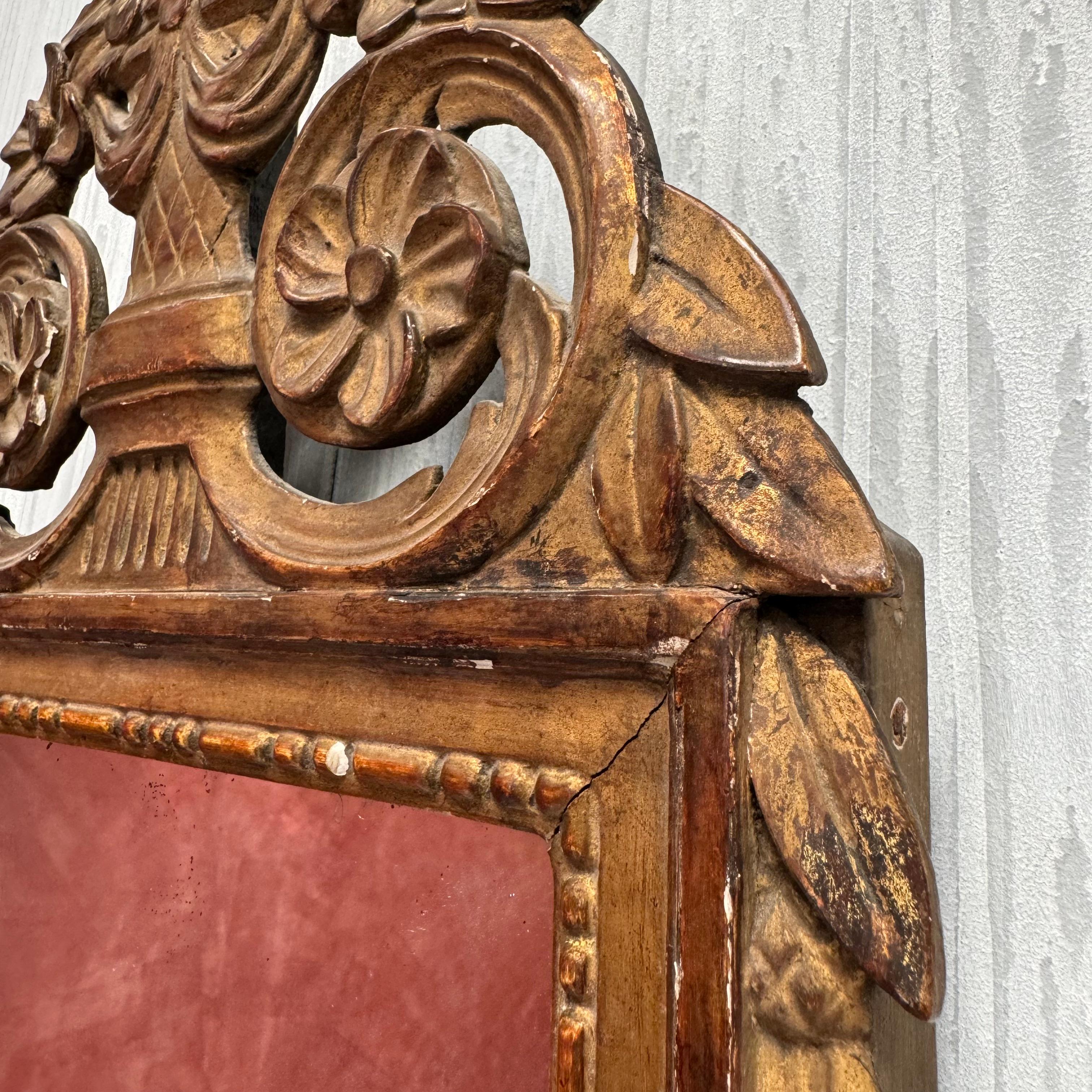 19th Century Louis XVI Style French Giltwood Bridal Mirror In Good Condition In Haywards Heath, GB
