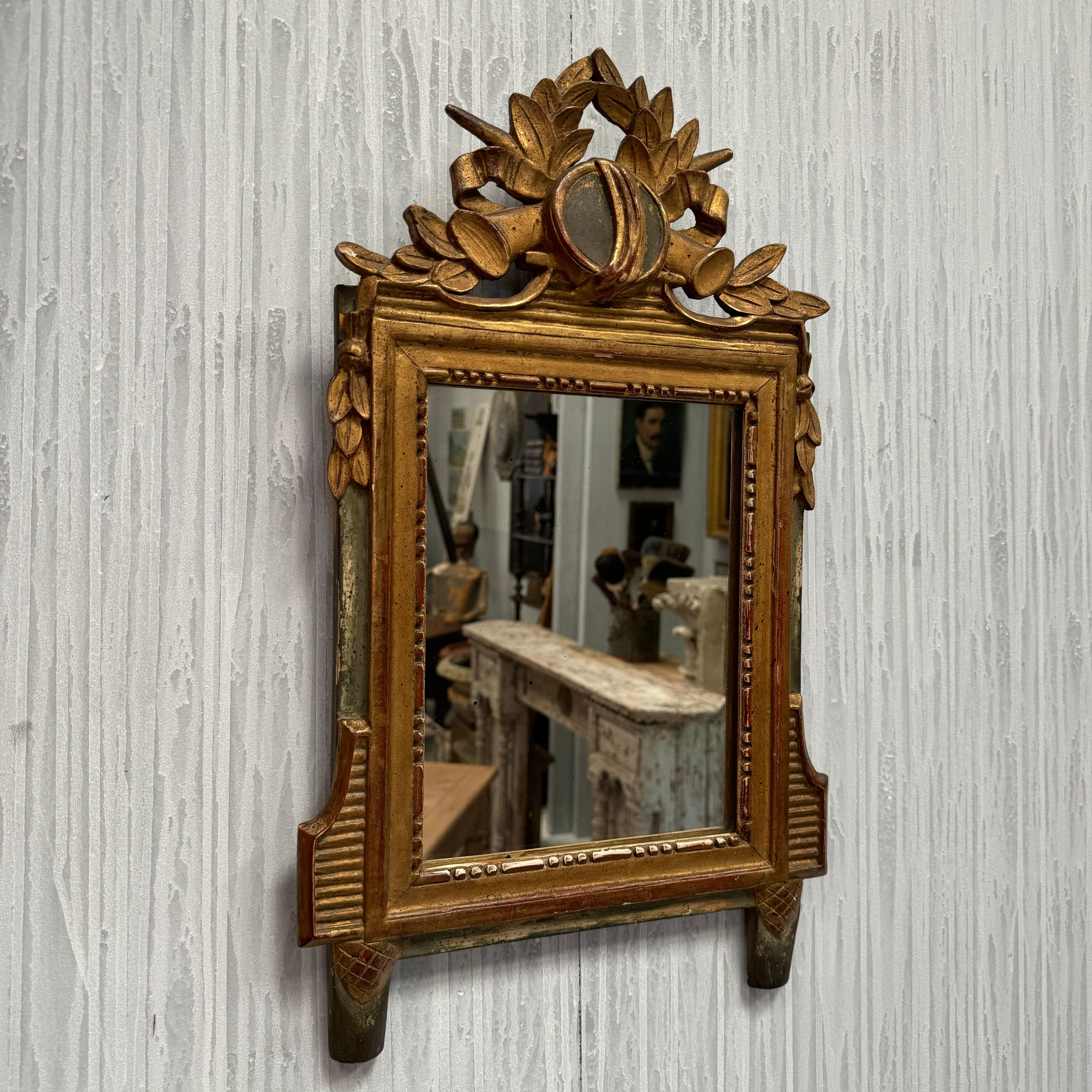 19th Century Louis XVI Style French Giltwood Bridal Mirror 3