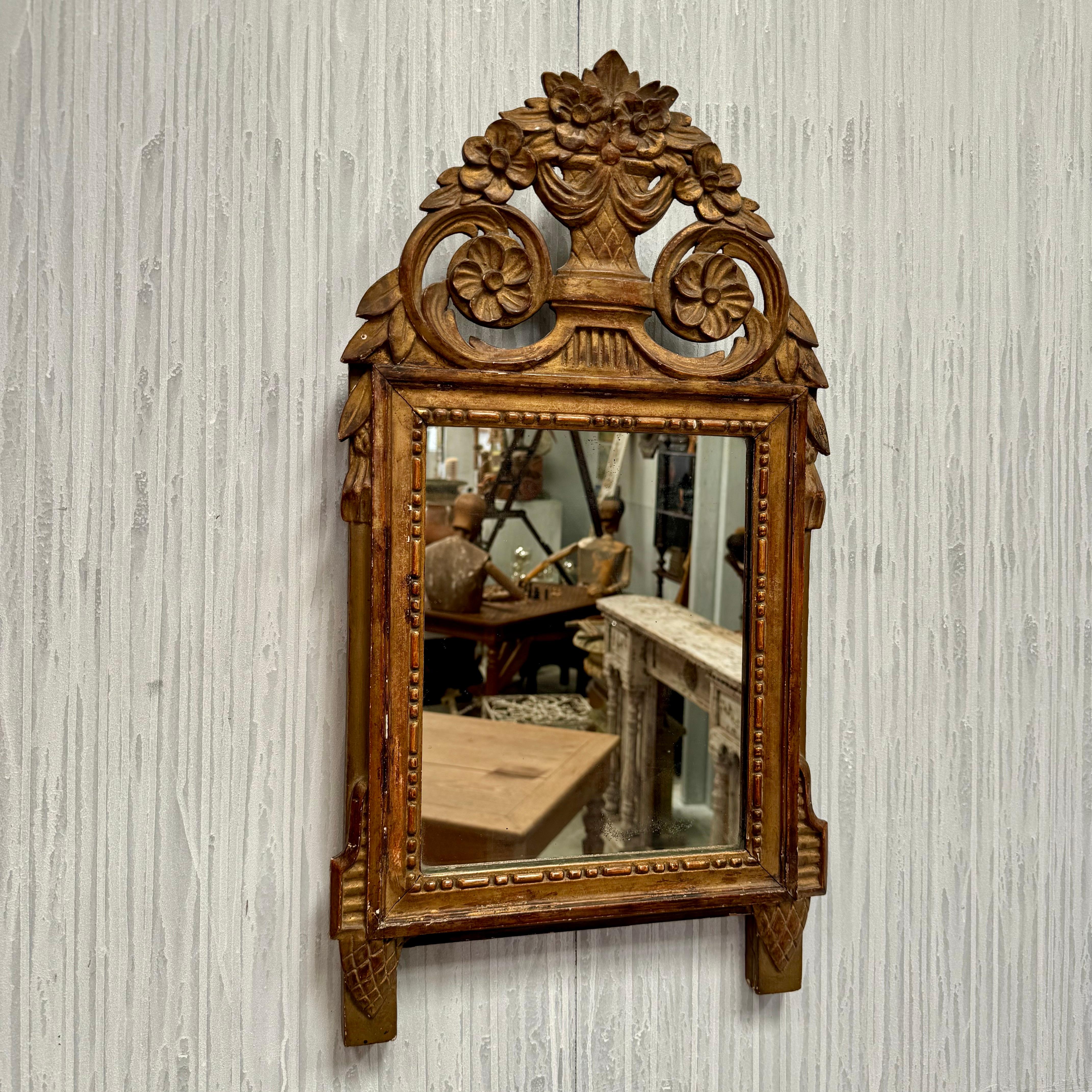 19th Century Louis XVI Style French Giltwood Bridal Mirror 3