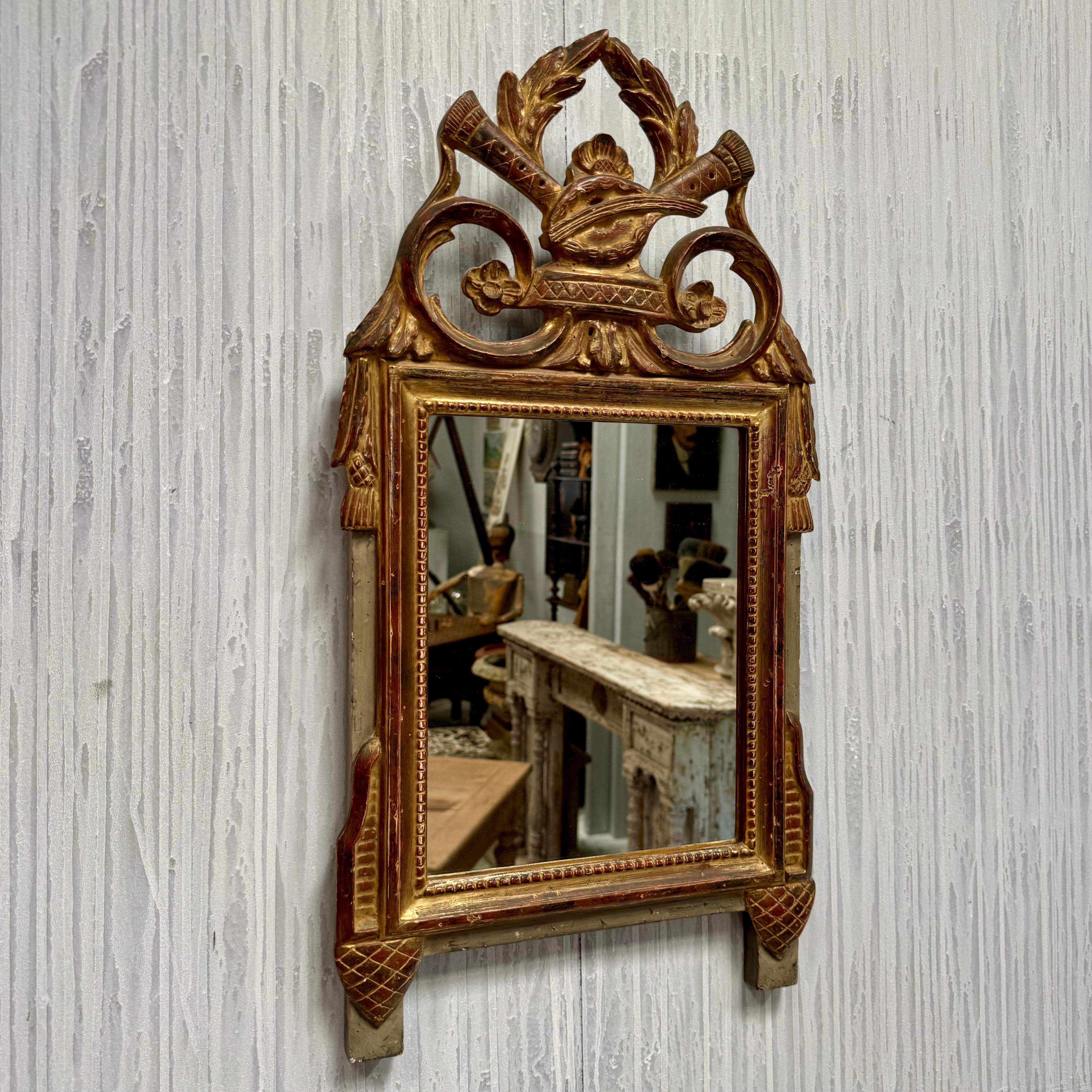 19th Century Louis XVI Style French Giltwood Bridal Mirror 3