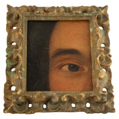 19th-Century Lover's Eye Fragment in a Giltwood Frame
