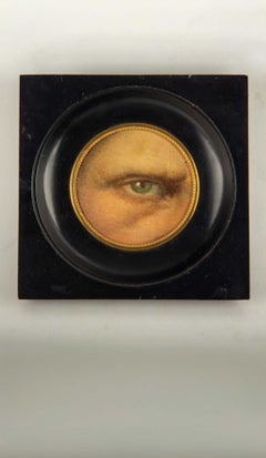 19th-Century Lover's Eye Fragment in an Ebonized Frame