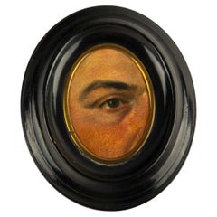 19th-Century Lover's Eye Fragment in an Ebonized Frame