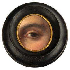 19th-Century Lover's Eye Fragment in an Ebonized Frame