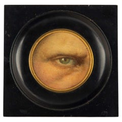 19th-Century Lover's Eye Fragment in an Ebonized Frame