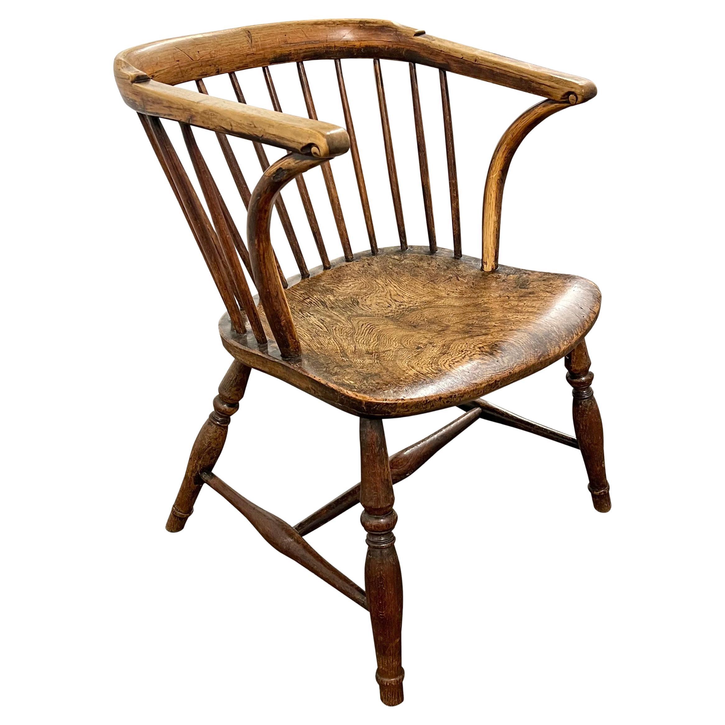 Windsor-Stuhl mit niedriger Rückenlehne aus dem 19.