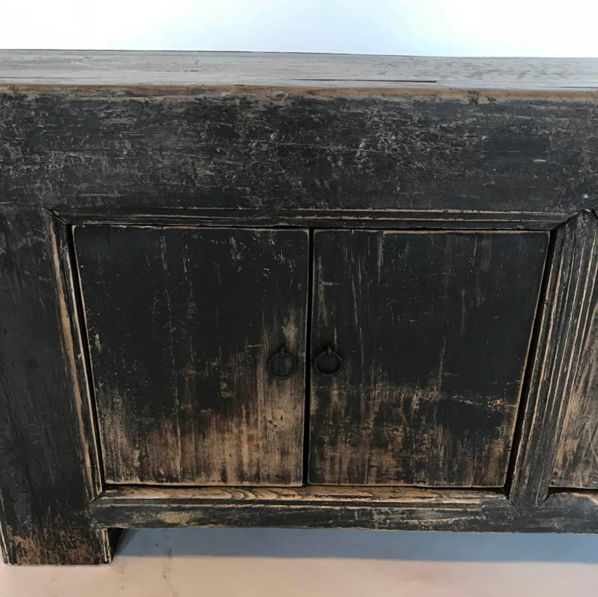 19th Century Low Elm Wood Cabinet with Storage 1