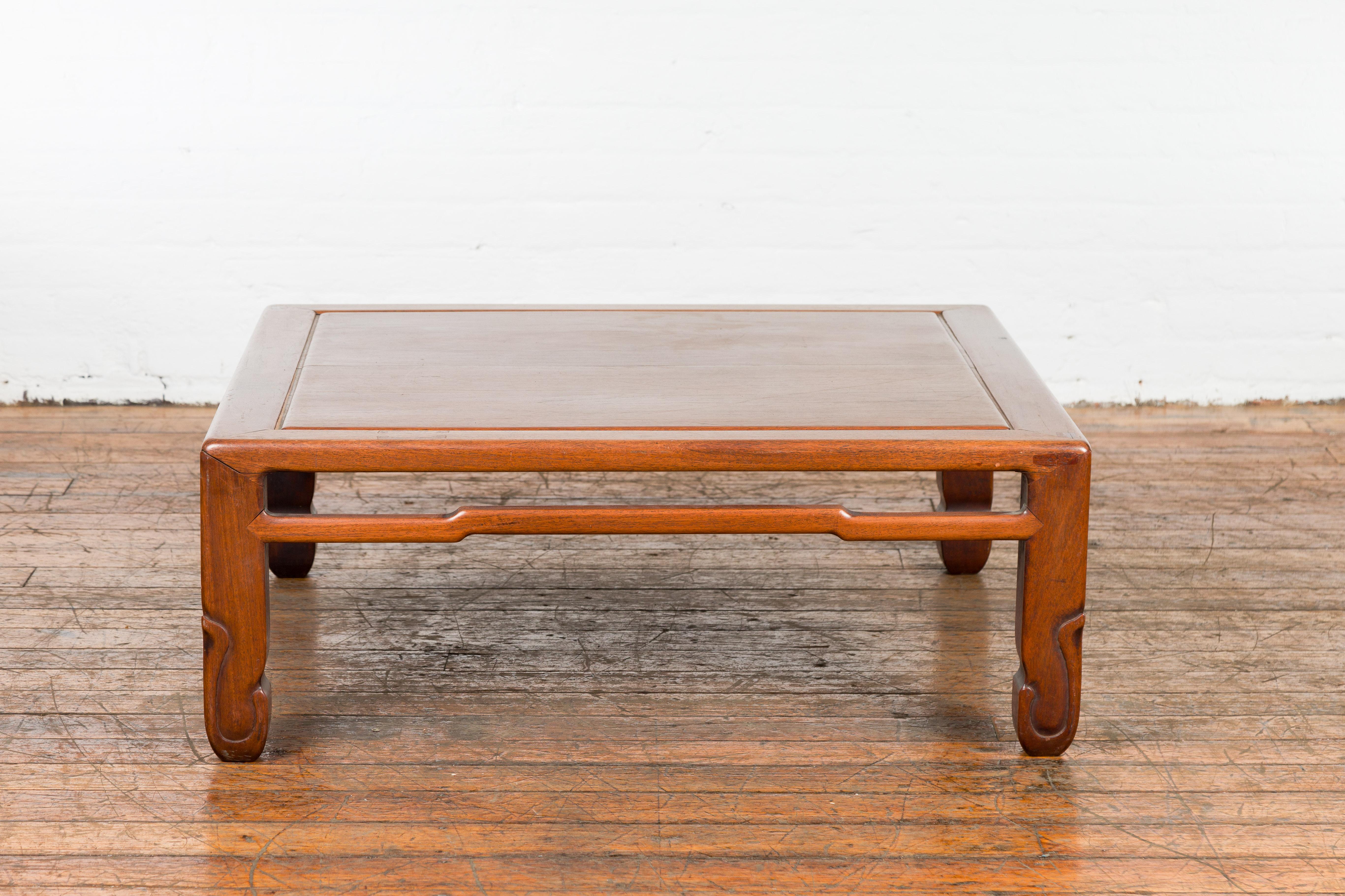 19th Century Low Kang Coffee Table with Humpback Stretcher and Horsehoof Feet For Sale 6