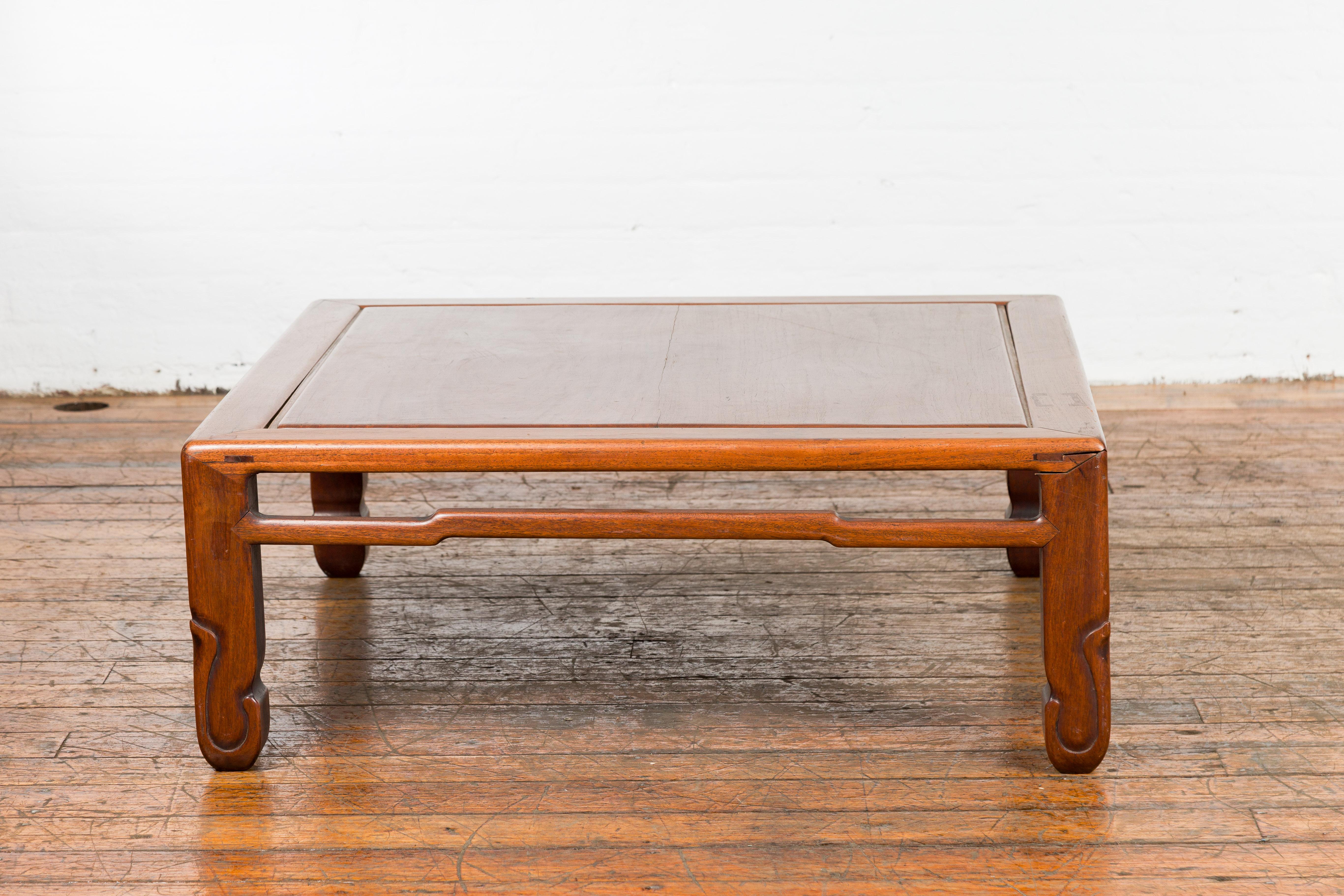 19th Century Low Kang Coffee Table with Humpback Stretcher and Horsehoof Feet For Sale 7