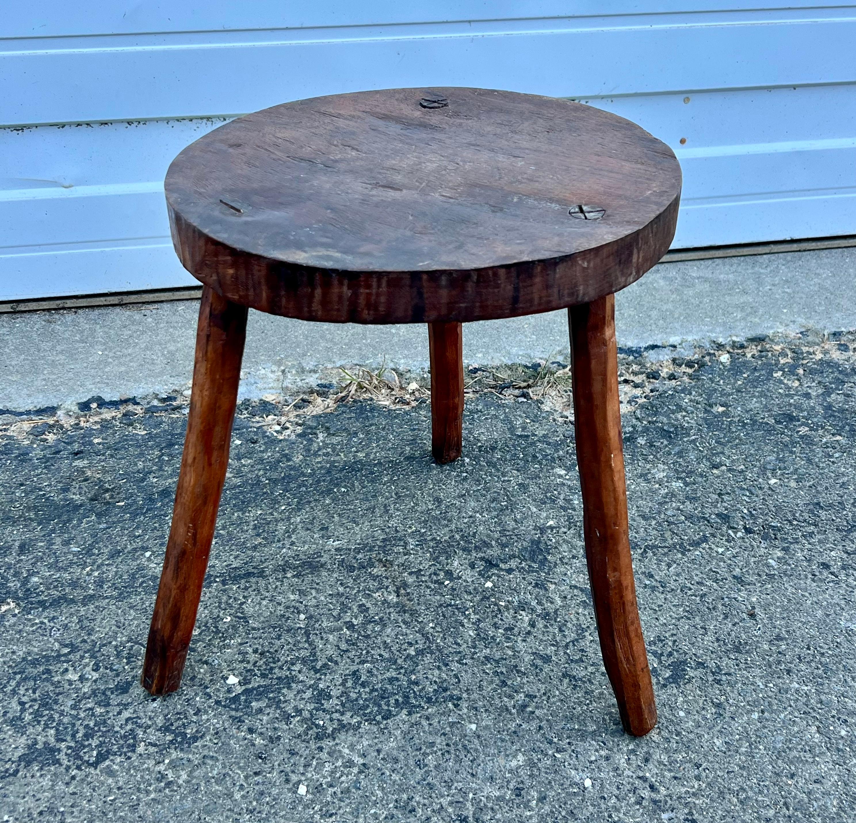 Hand-Crafted 19th Century Low-Legged Joint Stool  For Sale