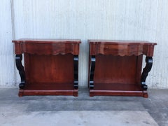 19th Century Low Pair of Console Tables or Nightstands in Mahogany