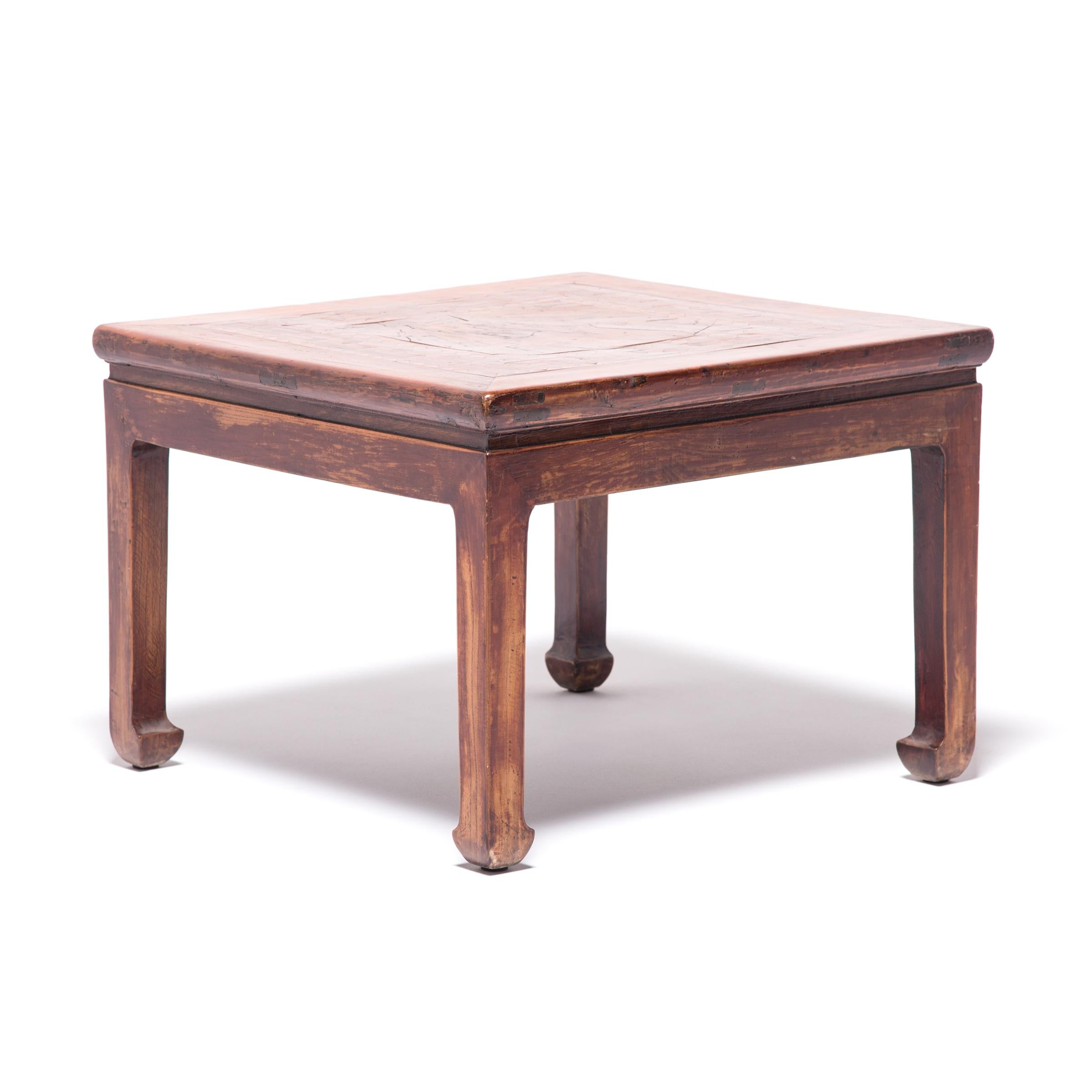 Chinese Low Square Table with Marquetry Inlay, c. 1900 For Sale