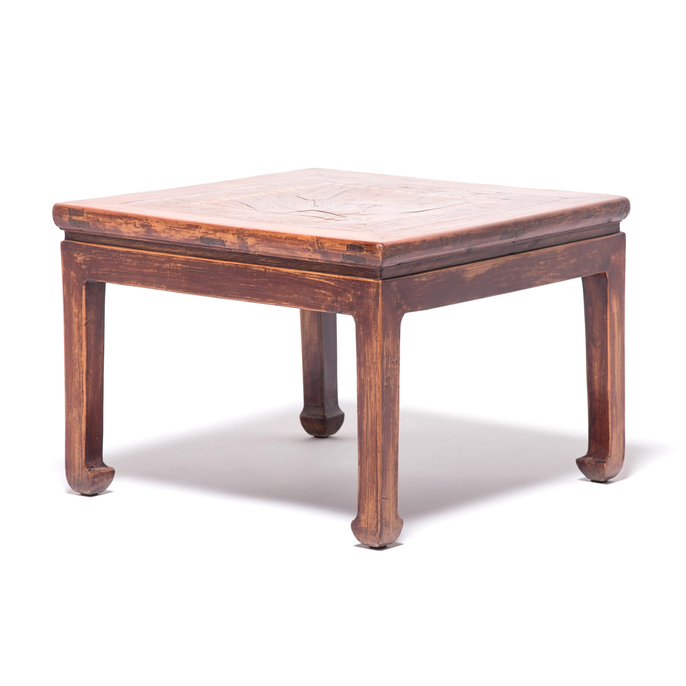 20th Century Low Square Table with Marquetry Inlay, c. 1900 For Sale