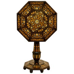 Antique 19th Century Luigi and Angiolo Falcini Inlaid on Ebony Octagonal Centre Table